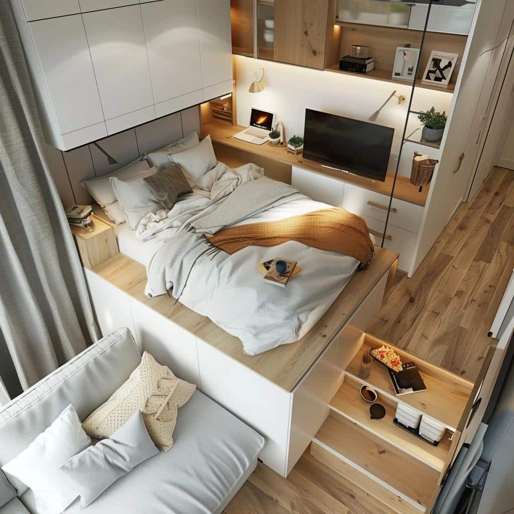Quitinetes compactas: os segredos para uma decoração surpreendente e espaços otimizados. 12 Quitinetes compactas: os segredos para uma decoração surpreendente e espaços otimizados.