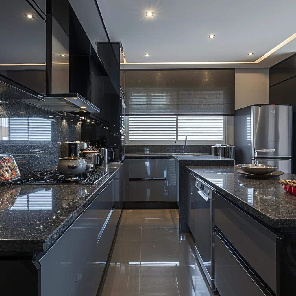 Elegância Sombria: Cozinha Preta e Cinza para Amantes do Estilo Gótico Suave 26 cozinha preta e cinza