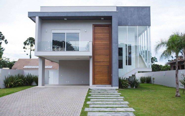 7 Vantagens de Ter uma Casa Caixote e 30 ideias para se inspirar! 6 Fachada moderna com telhado embutido.