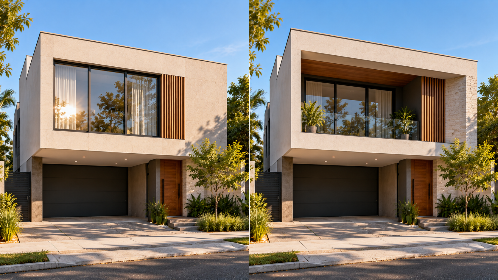 Casa caixote: o que é, vantagens, problemas e como projetar melhor 1 Comparação de casa caixote com e sem proteção solar nas aberturas