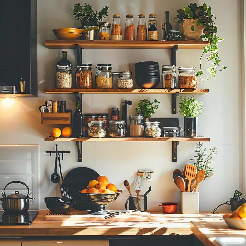 3 Formas de Utilizar Prateleiras na Cozinha para Otimizar Espaço 1 3 Formas de Utilizar Prateleiras na Cozinha para Otimizar Espaço