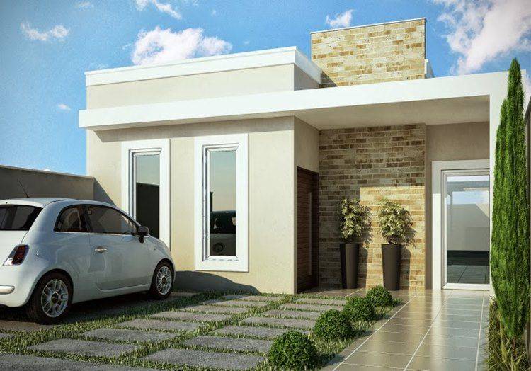 7 Vantagens de Ter uma Casa Caixote e 30 ideias para se inspirar! 3 Fachada de casa pequena com telhado embutido.