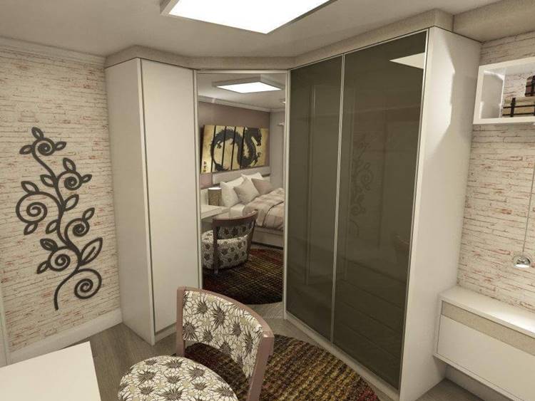 15 Modelos de Guarda-Roupa Planejado para Quartos Pequenos que Inspiram 2 Guarda-roupa planejado em L, ideal para cantos do quarto.