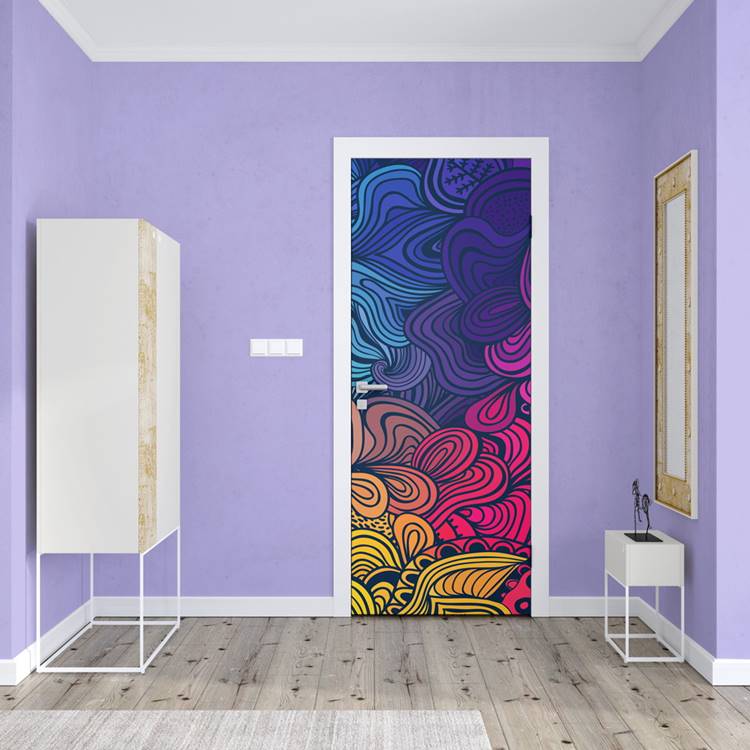 13 Modelos de Porta para Quarto que Você Vai Amar 16 Porta com adesivos, ótima para personalizar e dar um toque pessoal ao quarto.
