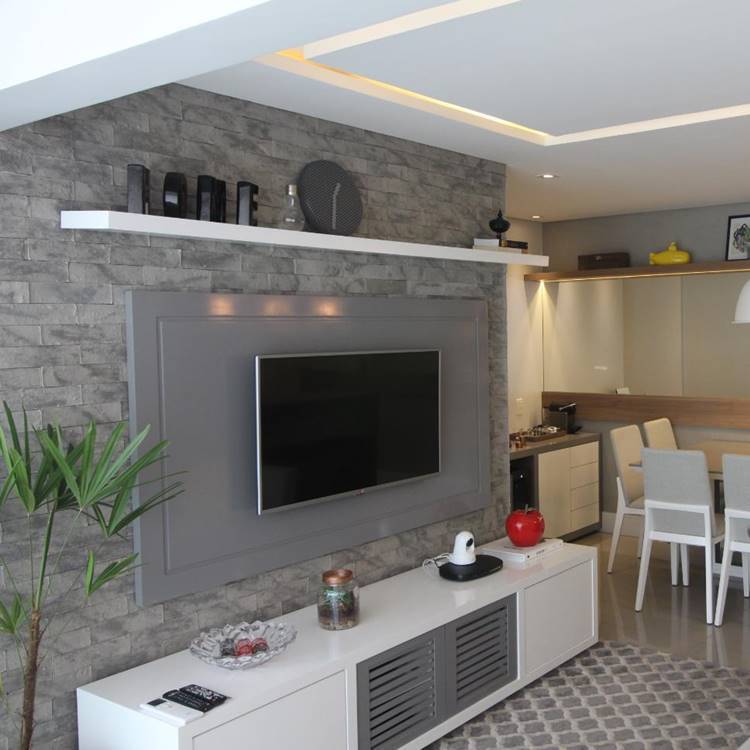 Essa é outra ideia em 3D, mas dessa vez remetendo a uma parede de tijolinhos que tem tudo a ver com quem busca por uma decoração moderna.
