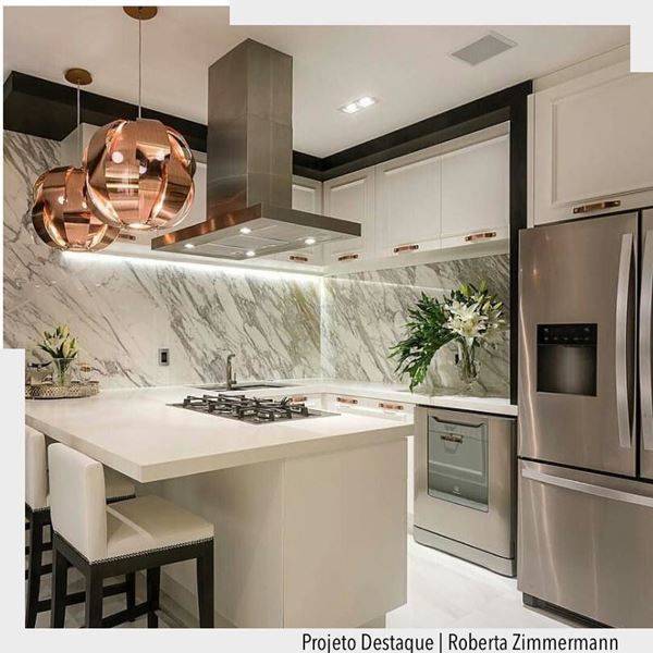 13 Ideias para Cozinhas de Luxo que Você Vai Amar 7 Quer mais luxo do que paredes em mármore?