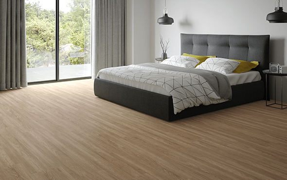 3 Tipos de Pisos para Quarto e Como Escolher o Melhor 2 Piso laminado tem valor acessível, mas não pode ser exposto à umidade – Foto: Durafloor