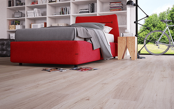 3 Tipos de Pisos para Quarto e Como Escolher o Melhor 6 O piso vinílico Chicago tem padrão natural que remete ao desenho tradicional da madeira – Foto: Durafloor