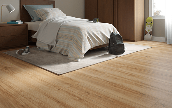 3 Tipos de Pisos para Quarto e Como Escolher o Melhor 9 O piso laminado pode ajudar a criar um ambiente mais tranquilo e calmo, minimizando ruídos indesejados – Foto: Durafloor