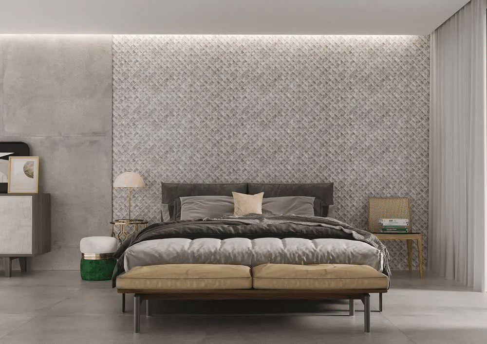 3 Tipos de Pisos para Quarto e Como Escolher o Melhor 10 O porcelanato apresenta baixa porosidade, por isso, é resistente à umidade, além de ser fácil de limpar – Foto: Ceusa
