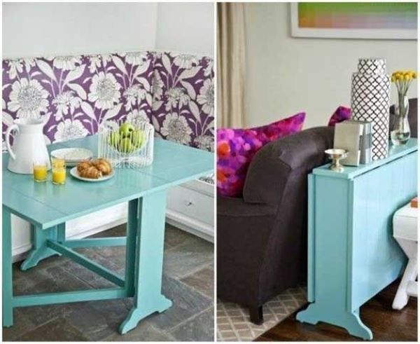 12 Tipos de Mesa Dobrável para Espaços Pequenos e Funcionais 5 Algumas mesas dobráveis se tornam aparadores quando fechadas.