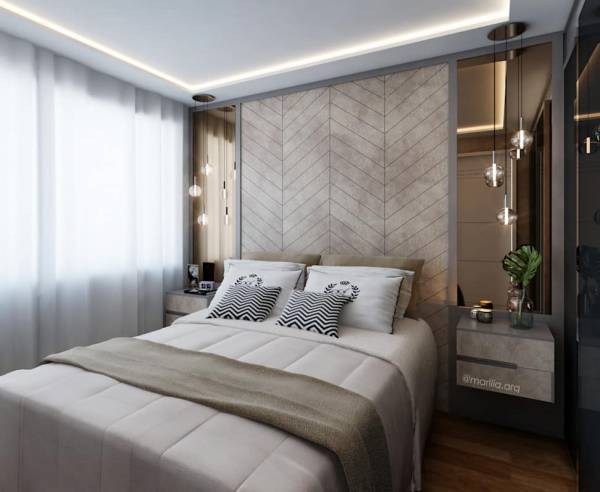 5 Ideias para Quarto de Casal Planejado 4 Aposte em iluminações discretas no quarto planejado.