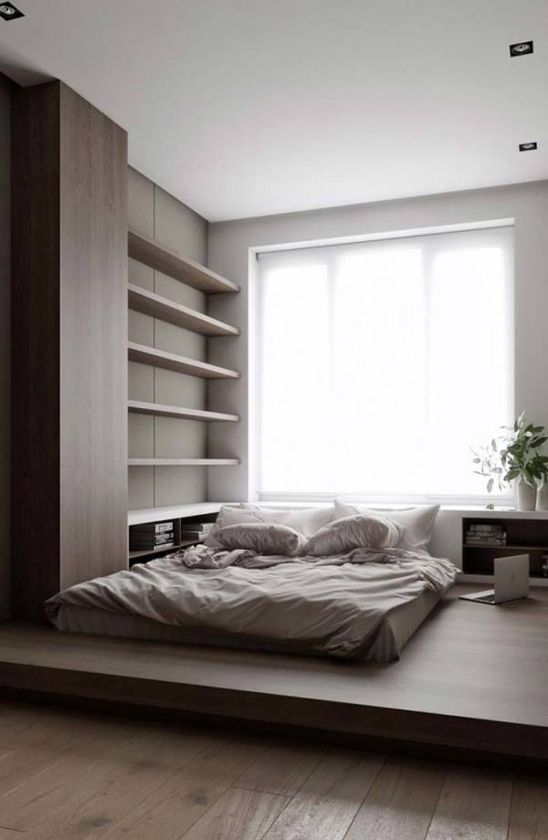 5 Ideias para Quarto de Casal Planejado 14 A cama no tablado é aconchegante e moderna.