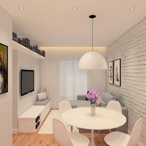 15 Ideias de Salas de TV Decoradas que Você Vai Adorar 14 Apostar em cores claras é a escolha certa na decoração de um espaço menor para dar uma maior sensação de amplitude.