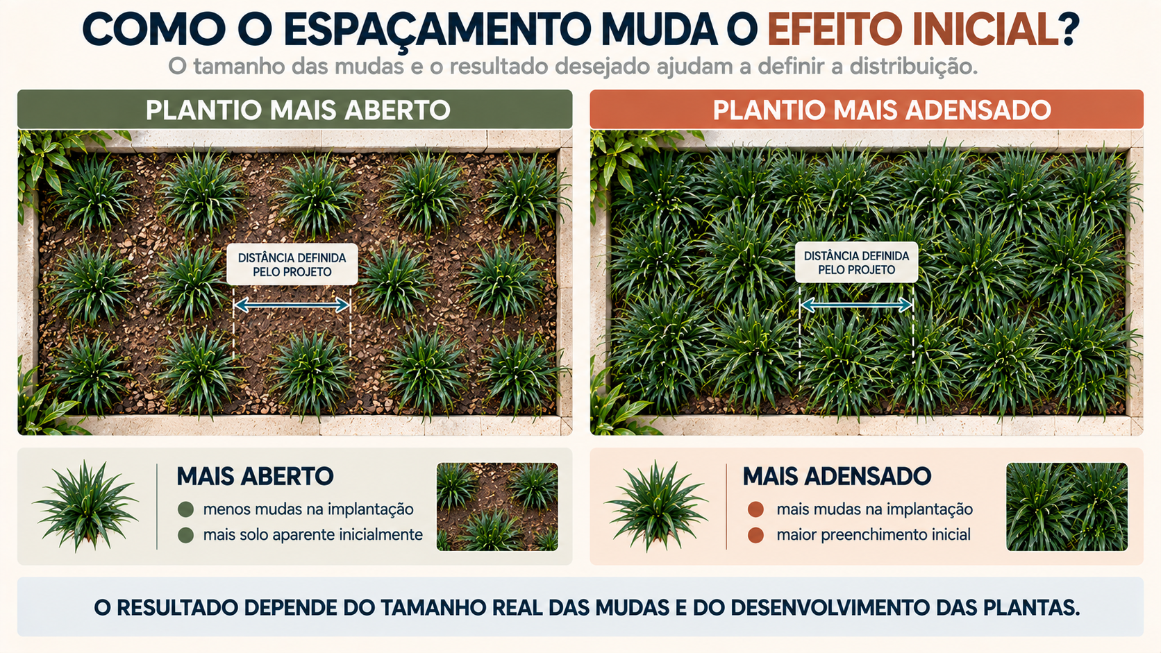 Grama Preta: Como Cultivar e Valorizar Seu Espaço Verde 6 Comparação de espaçamento da grama-preta entre plantio mais aberto e mais adensado