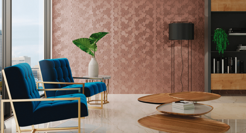 5 Tipos de Revestimento para Sala e Como Escolher 2 Revestimentos para sala: Blanche Quitan Acetinado é mais uma opção elegante para o espaço – Foto: Ceusa