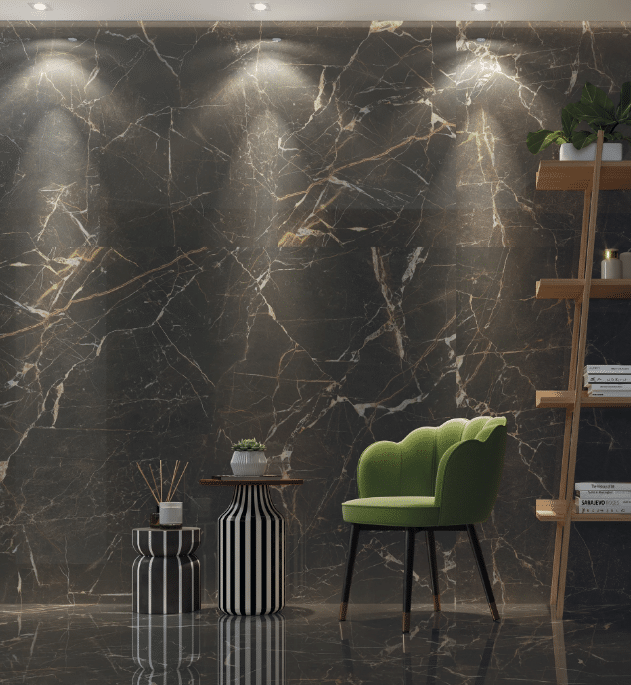 5 Tipos de Revestimento para Sala e Como Escolher 8 Revestimento para sala: Pantera DBW NAT reproduz a ousadia do mármore – Foto: Ceusa