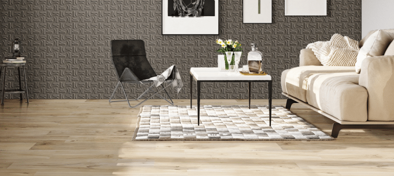 5 Tipos de Revestimento para Sala e Como Escolher 15 Revestimento para sala: Arcos Chumbo tem padronagem contemporânea que une textura e aconchego para ambientes modernos e elegantes – Foto: Ceusa