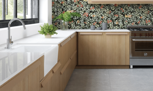 Como Escolher a Cerâmica Ideal para a Cozinha: Beleza, Praticidade e Resistência 4 Cerâmica para cozinha: o porcelanato Vancouver, especificada neste piso, traz beleza e sofisticação ao espaço – Foto: Ceusa