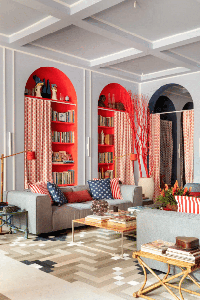 7 Melhores Cores para Sala: Inspirações e Dicas de Combinação 5 Cores para sala: o segredo é escolher a tonalidade certa de vermelho e não exagerar para não sobrecarregar o visual – Projeto: Marcelo Salum | Denilson Machado/CASACOR
