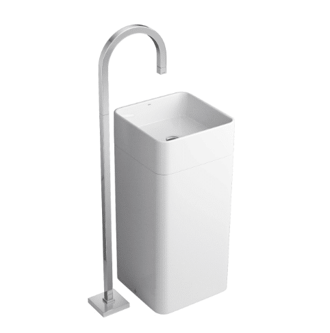 3 Modelos de Pia para Banheiro Pequeno para se Inspirar 6 Cuba de Piso Quadrada Branco tem design único e dá um toque de sofisticação ao décor – Foto: Deca