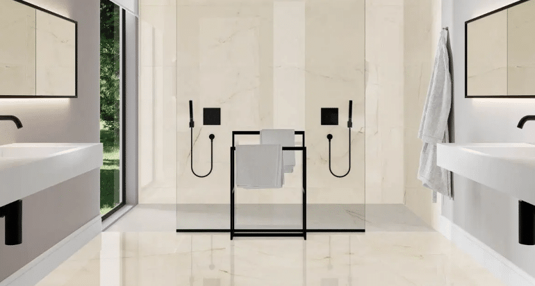 7 Ideias de Cores de Porcelanato para Escolher 1 Porcelanato branco Timeless WH POL inspirado no Onyx.