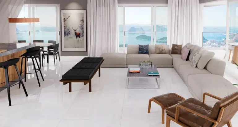 7 Ideias de Cores de Porcelanato para Escolher 7 Porcelanato que imita mármore LUMINA WH ACT, uma opção clássica e sofisticada.