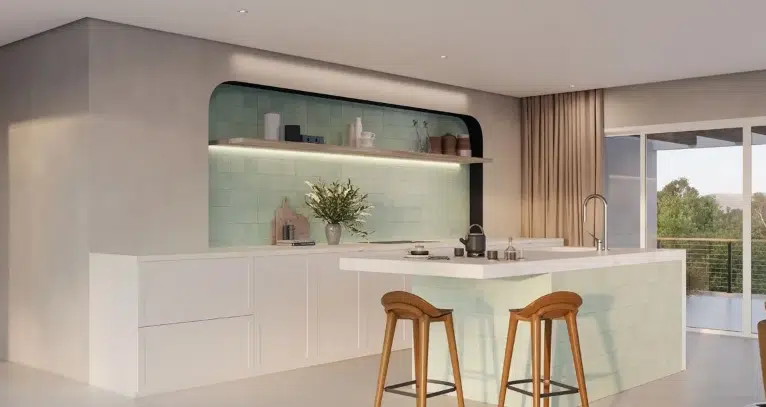 7 Ideias de Cores de Porcelanato para Escolher 10 Porcelanato azul Acqua SGN NAT, inspirado em pinceladas de tinta acrílica.