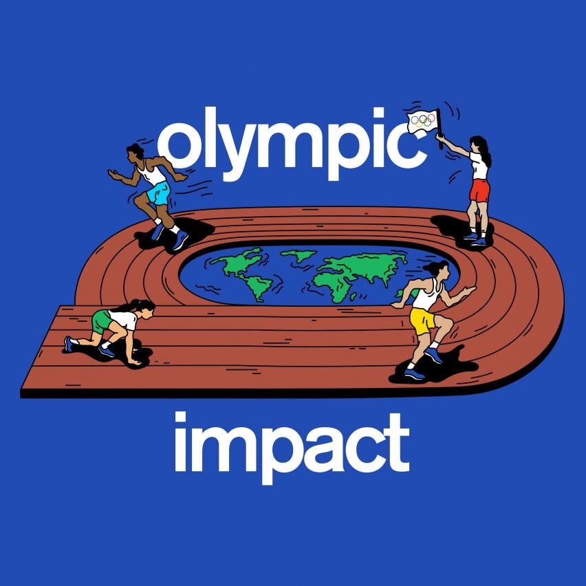 5 soluções criativas para superar os desafios climáticos nas Olimpíadas. 3 Trabalho artístico de Capucine Mattiussi, ilustrando a temática olímpica.