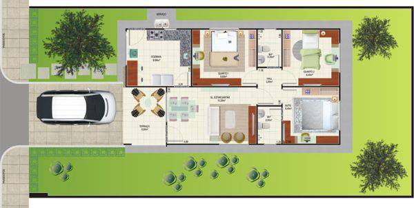 Projetos de Casas Simples: Dicas e Ideias para Construir com Economia e Estilo 3 Plantas de casas simples com 3 quartos – Por: Habitissimo