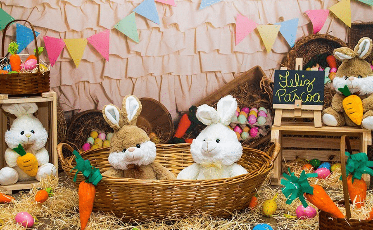 Decoração de Páscoa: ideias criativas e acessíveis para transformar seu lar 2 Painéis de Festa Sublimado