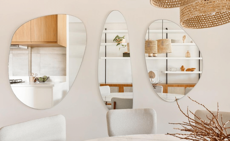 Aprenda a criar uma decoração mais natural com espelhos orgânicos 4 Espelho orgânico sem moldura