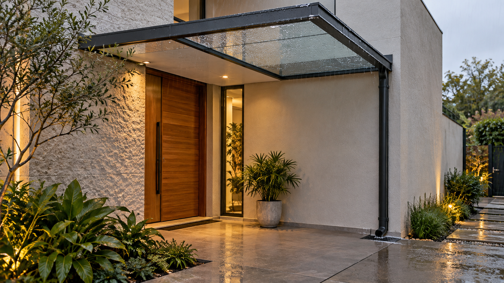 O que é marquise? Tipos, materiais e diferença para beiral 10 Sistema de drenagem de água da chuva em marquise residencial