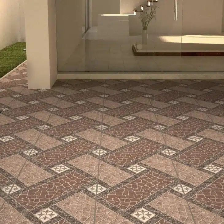 Piso para quintal: dicas imperdíveis e 40 ideias para sua casa 6 O piso remete à textura de pedras portuguesas e azulejo