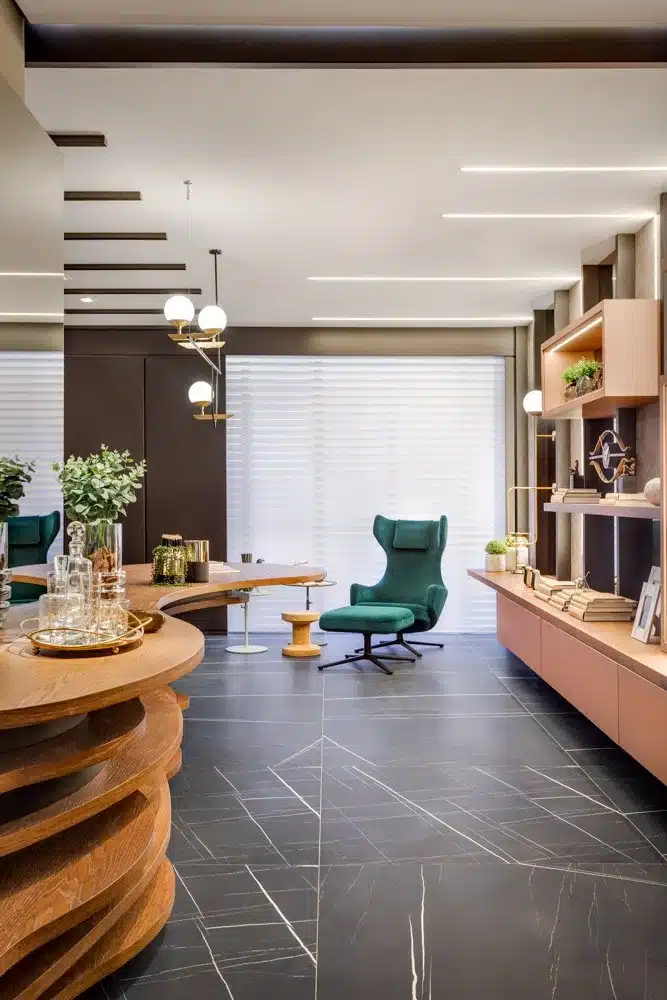 10 Ambientes com Porcelanato Pretos que São Pura Sofisticação 6 Porcelanato preto em piso, trazendo beleza para o espaço
