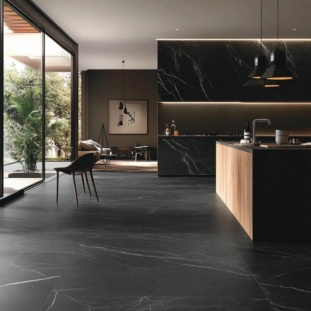 10 Ambientes com Porcelanato Pretos que São Pura Sofisticação 1 45 Ambientes com Porcelanato Pretos que São Pura Sofisticação