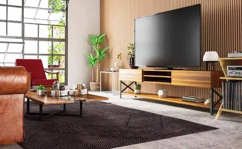 Revestimento de sala com design moderno e elegante.