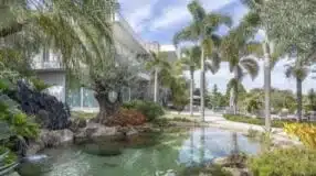 5 opções de porcelanato para piscina e dicas para aplicar 7 Piscina natural cercada de vegetação.