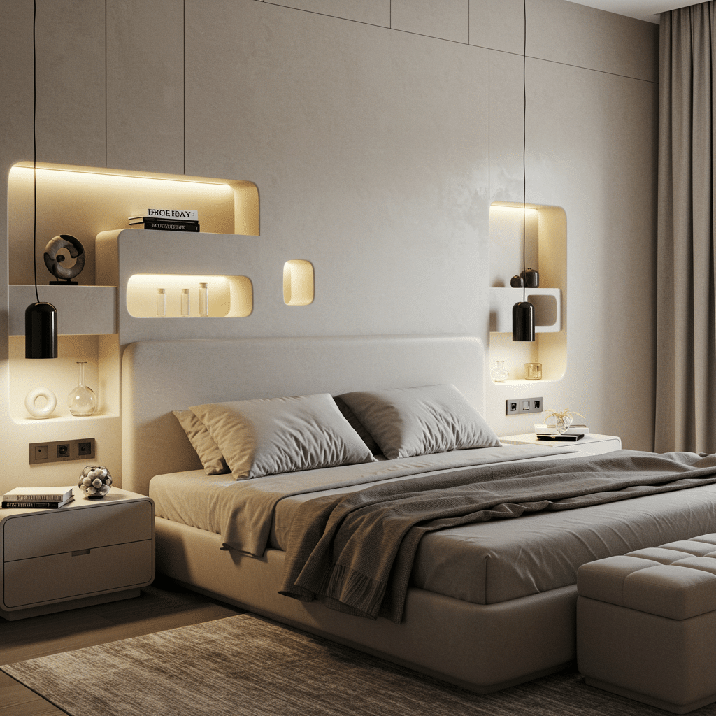10 Ideias de Cabeceiras de Gesso Para Transformar Seu Quarto 5 Cabeceiras de Gesso no quarto