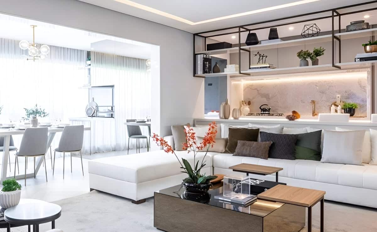 Apartamento Decorado: 10 Referências para Inspirar sua Decoração 3 Imagem de um apartamento decorado com detalhes modernos e aconchegantes.