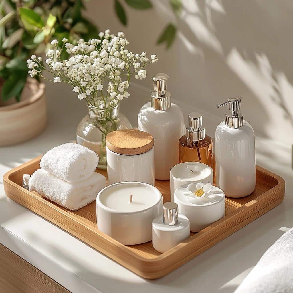 Bandejas de Banheiro: 6 Maneiras de Adicionar Elegância e Organização 1 Bandejas de Banheiro: 6 Maneiras de Adicionar Elegância e Organização