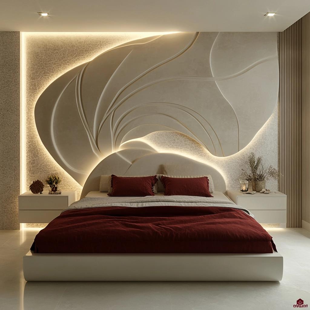 10 Ideias de Cabeceiras de Gesso Para Transformar Seu Quarto 2 65 Ideias de Cabeceiras de Gesso Para Transformar Seu Quarto