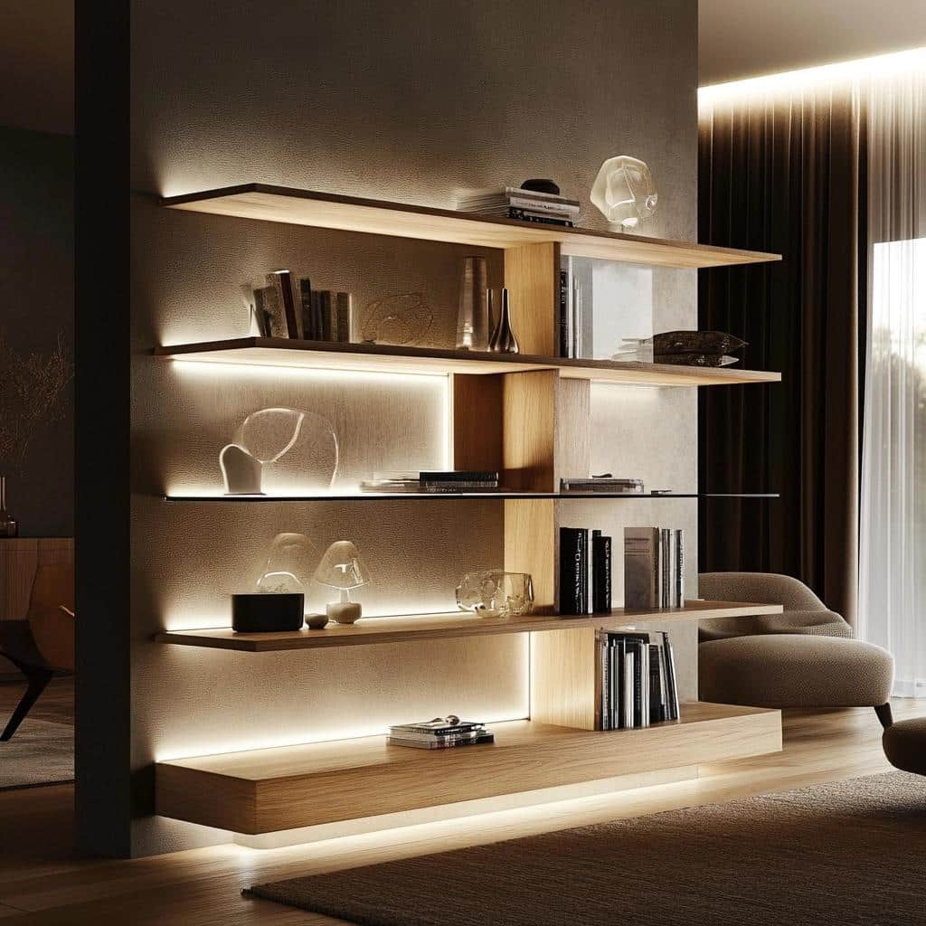 Estantes com Iluminação Integrada: 7 Soluções para Salas Modernas 2 Estantes com Iluminação Integrada: 7 Soluções para Salas Modernas
