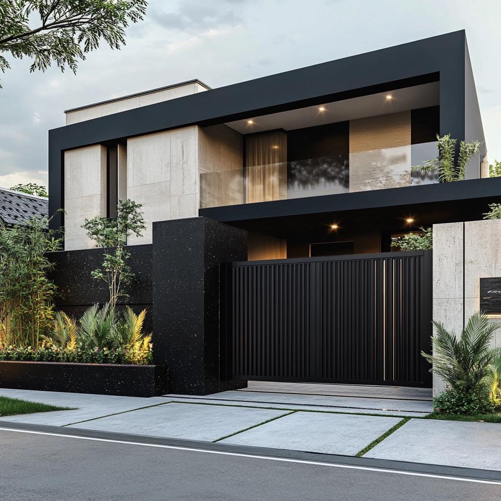 4 Ideias Sofisticadas de Fachada com Portão Preto para Valorizar sua Casa
