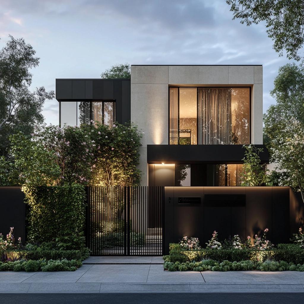 4 Ideias Sofisticadas de Fachada com Portão Preto para Valorizar sua Casa 1 4 Ideias Sofisticadas de Fachada com Portão Preto para Valorizar sua Casa