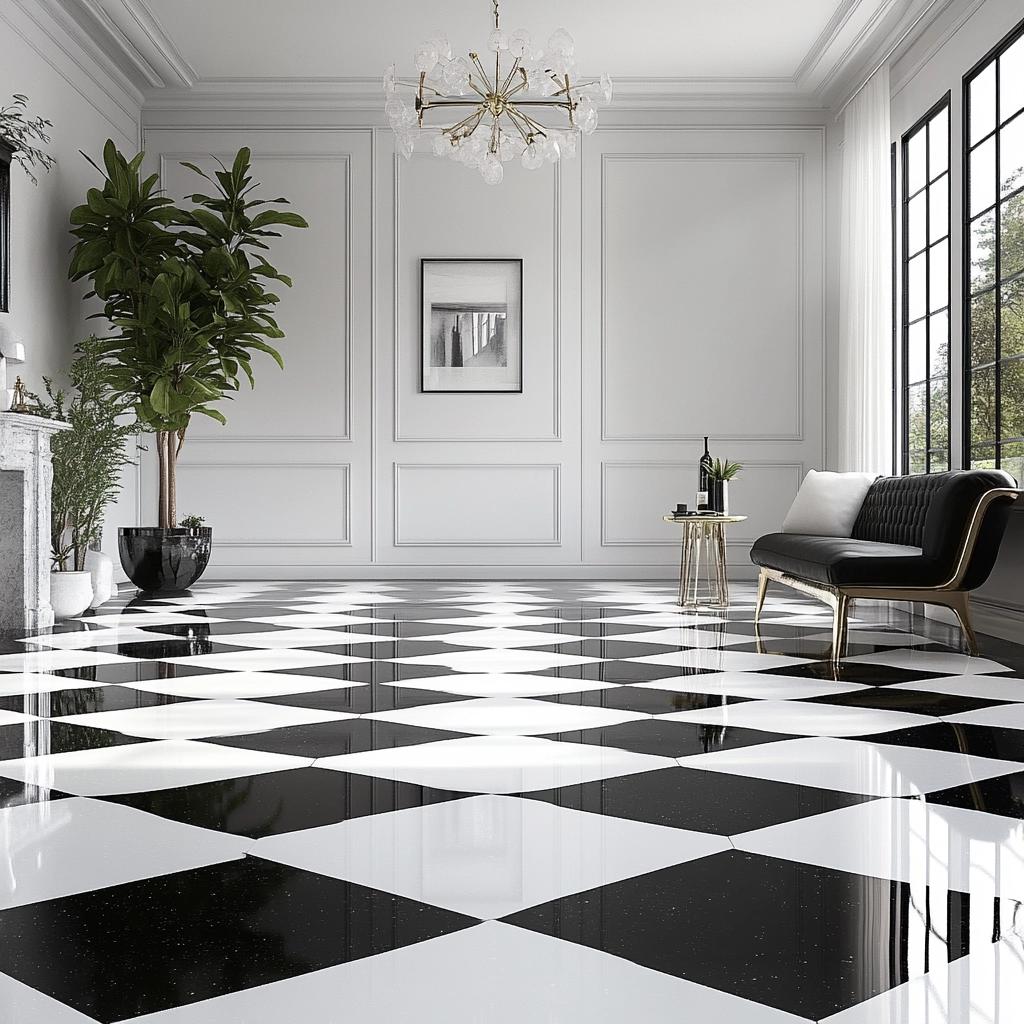 50 Ambientes com Piso Preto e Branco 1 50 Ambientes com Piso Preto e Branco