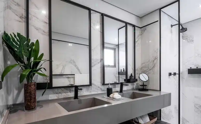 8 Projetos Modernos de Porcelanato para Banheiro 3 60 projetos com porcelanato para banheiro cheios de sofisticação