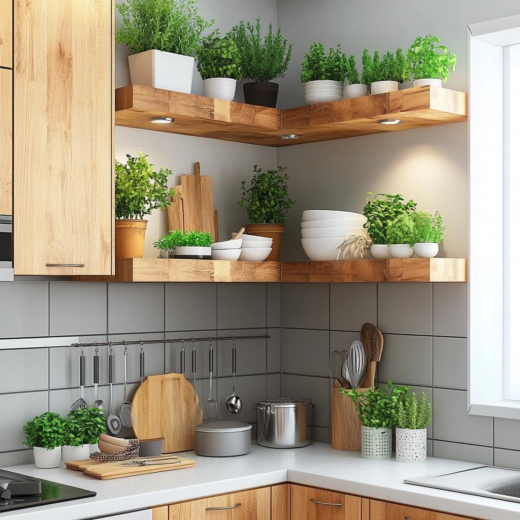Prateleiras de Canto na Cozinha: 7 Ideias para Aproveitar Espaços 4 Prateleiras de Canto na Cozinha: 7 Ideias para Aproveitar Espaços