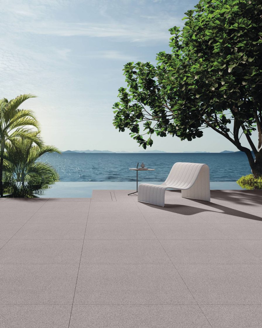 Piso fulget: o que é, como é produzido e onde utilizar? 2 Área externa com jardim e paisagem de mar