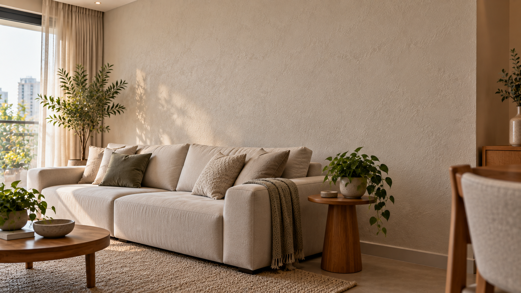 Textura de parede: tipos, efeitos e como escolher a melhor para cada ambiente 8 Textura discreta de baixo relevo em parede de sala